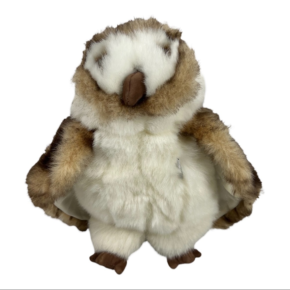 FOLKMANIS Barn Owl 10 1/2 inch Hand Puppet Stuffed Plush Pretend Play Toy